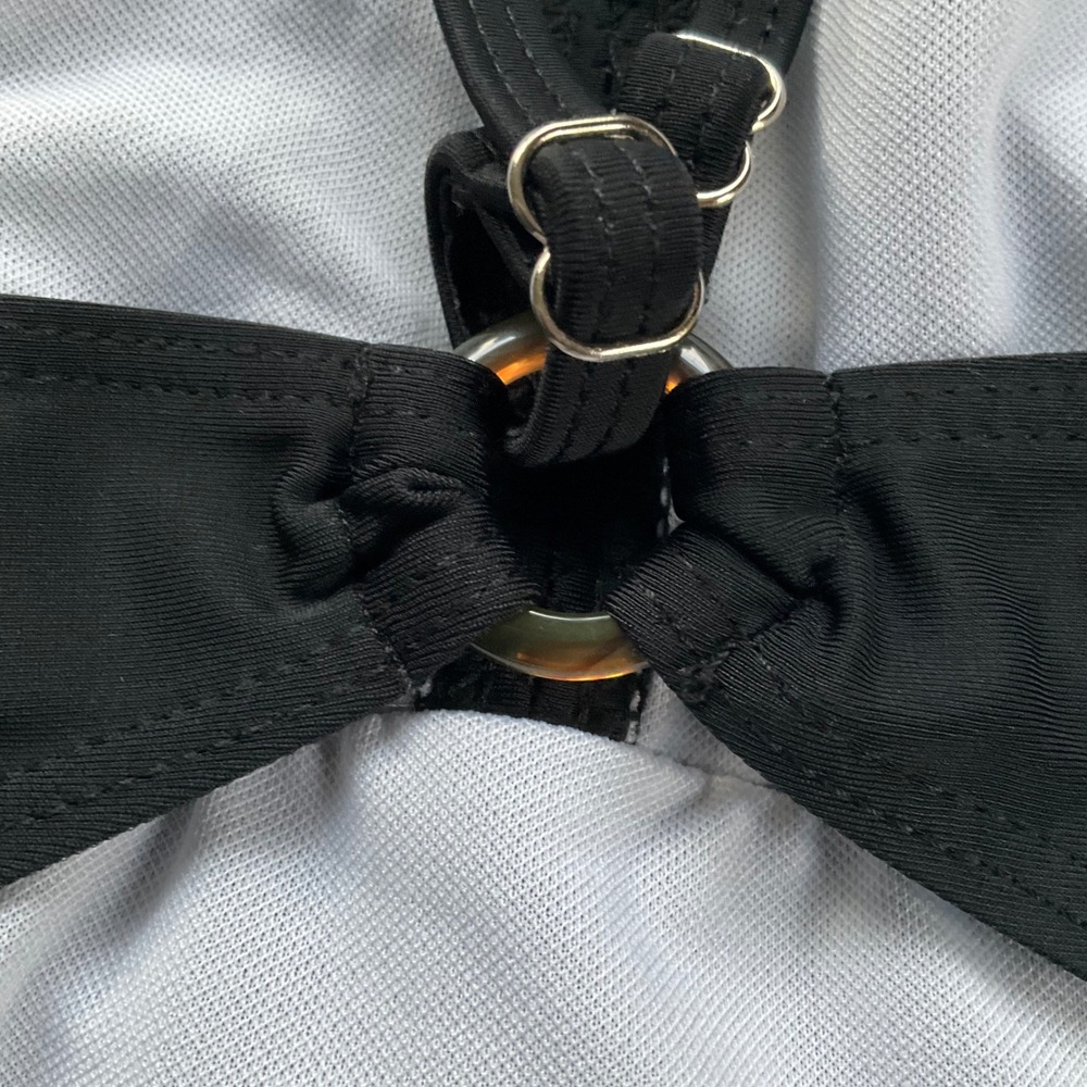 Black High Neck Keyhole Tankini Top Ruched Sides Adjustable Straps Size 17-18Y - Picture 4 of 7